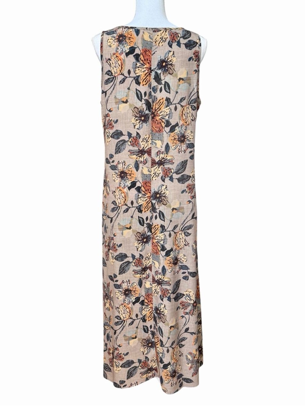 Emery Rose Floral Linen-Blend Maxi Dress in Beige/Tan Size M - Picture 4 of 7